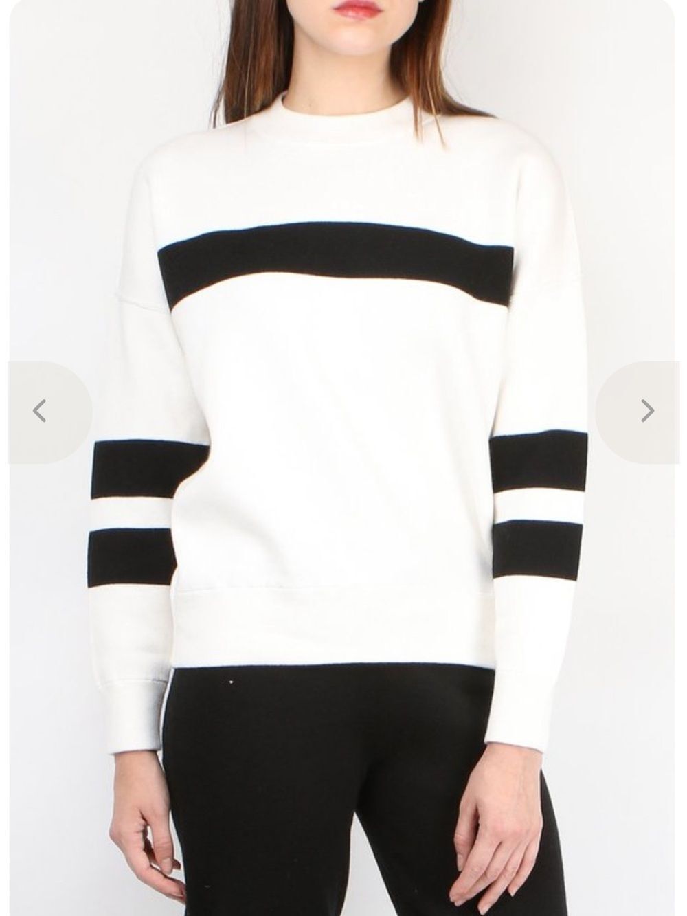 360 Cashmere Jadene White Black Stripe Sweater Women’s Size Small Pullover